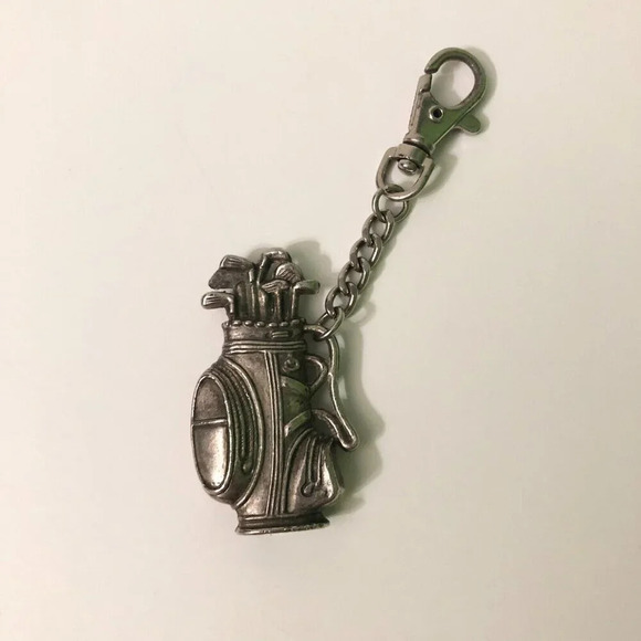 Pewter Golf  Bag Clubs Novelty Keychain - Picture 1 of 11
